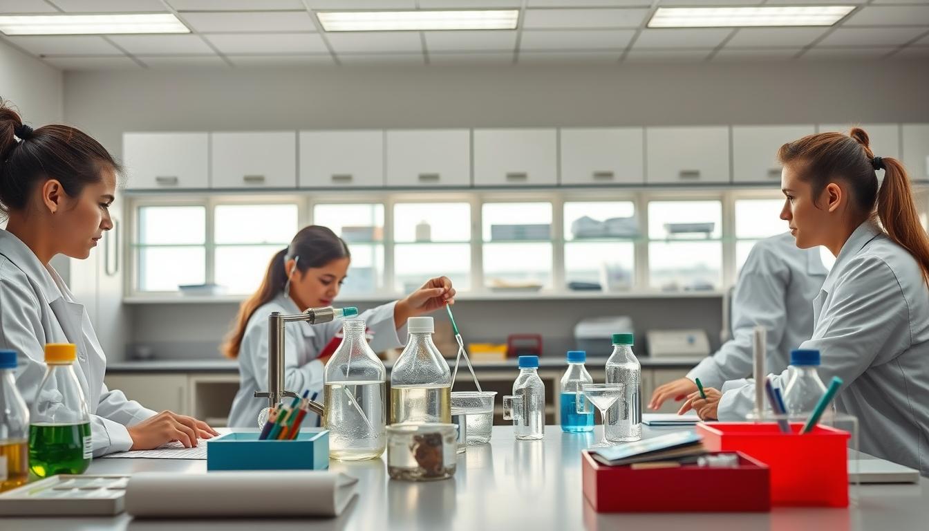 Students working in research laboratory